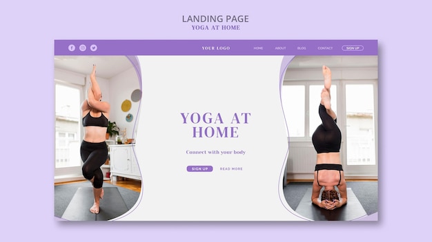 Gratis PSD yoga thuis bestemmingspagina sjabloon