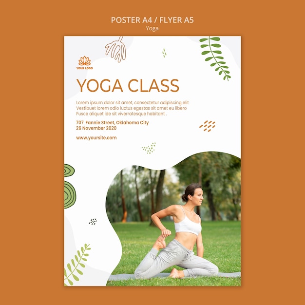 Gratis PSD yogahoudingen sjabloon folder