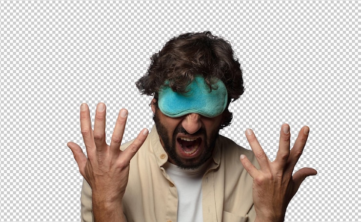 PSD Gratis young adult bearded man with a sleep mask