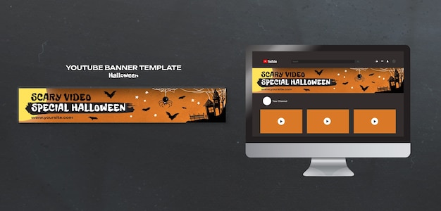 Gratis PSD youtube-banner voor halloween-viering