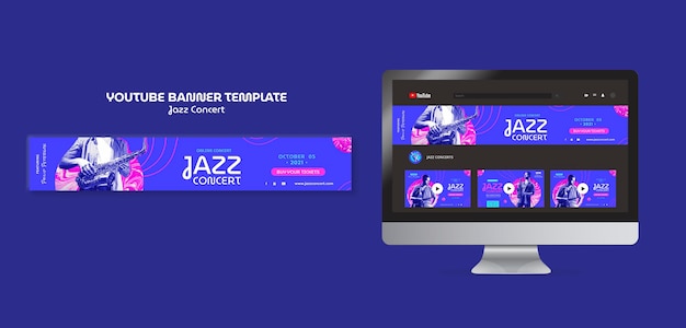 Gratis PSD youtube-banner voor jazzconcerten
