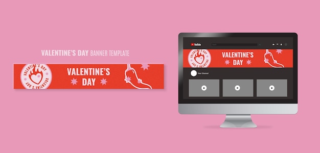 Gratis PSD youtube-banner voor valentijnsdagviering