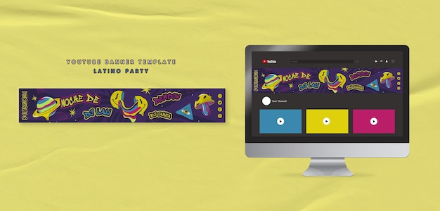 Gratis PSD youtube-bannersjabloon voor latino-feest