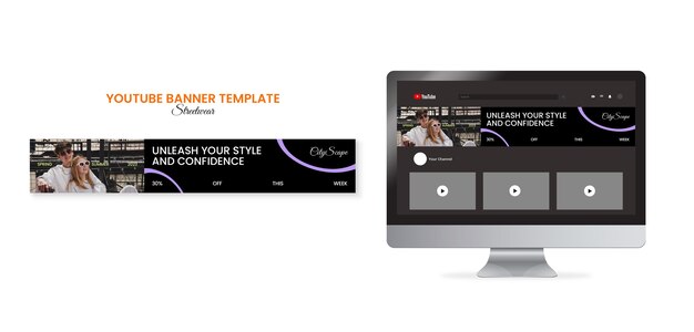 YouTube-bannersjabloon voor streetwear fashion shopping