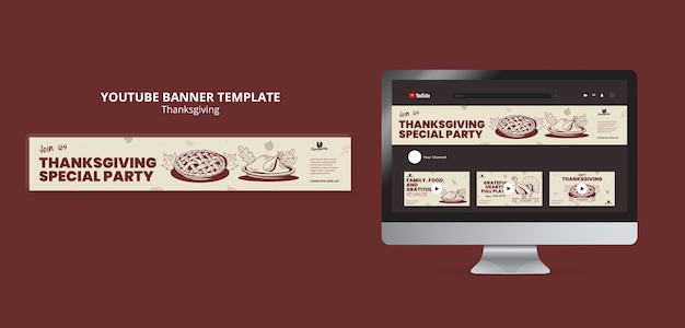 Gratis PSD youtube-bannersjabloon voor thanksgiving-viering