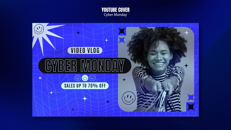 PSD Gratis youtube cover template for cyber monday sales