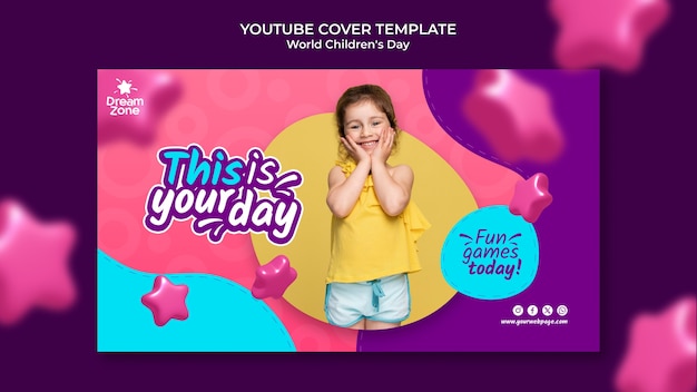 Gratis PSD youtube-cover van de wereld kinderdag