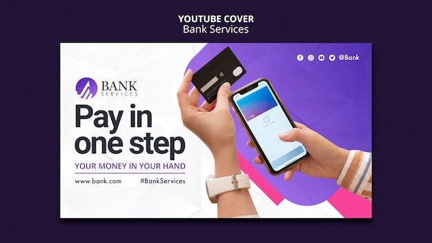 Gratis PSD youtube-cover van gradient bank service