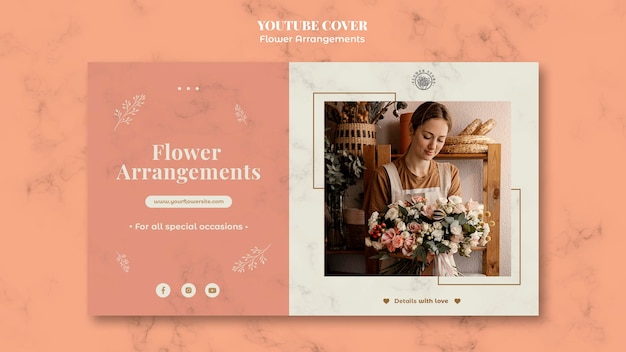 Gratis PSD youtube cover voor bloemsierkunst winkel