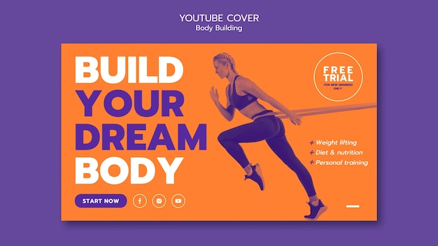 Gratis PSD youtube-cover voor bodybuildingtraining