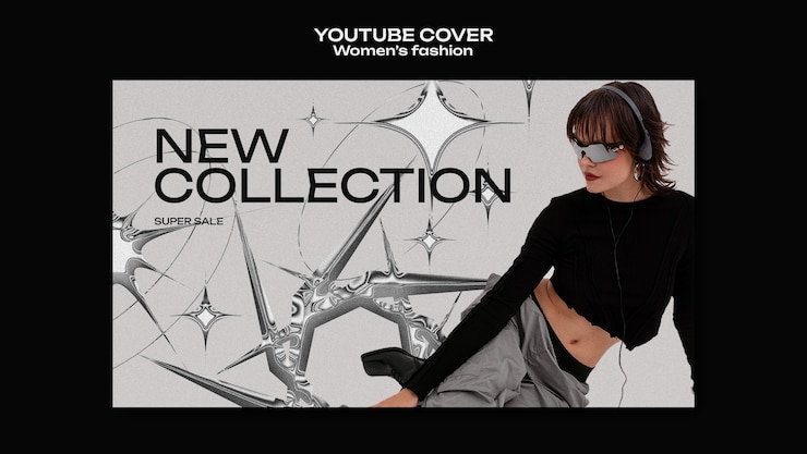 Gratis PSD youtube-cover voor damesmode