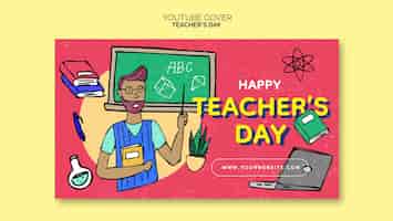 Gratis PSD youtube-cover voor de viering van de dag van de leraar