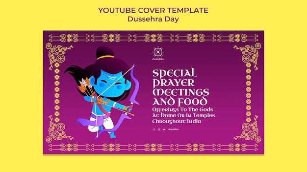 Gratis PSD youtube-cover voor dussehra-viering