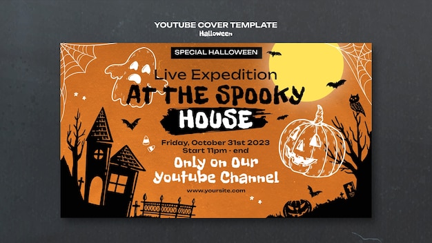 Gratis PSD youtube-cover voor halloween-viering