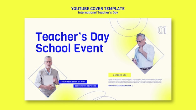 Gratis PSD youtube-cover voor internationale lerarendag