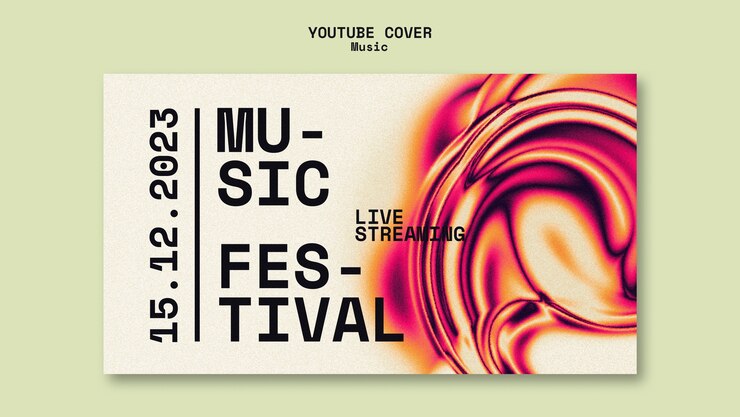 Gratis PSD youtube-cover voor muziekfestival met gradiënt