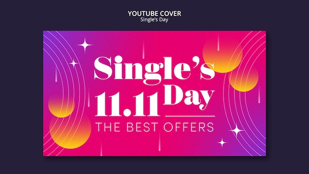 Gratis PSD youtube-cover voor singles day viering
