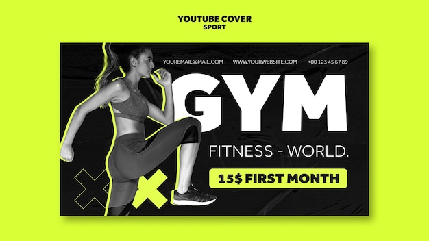 Gratis PSD youtube-cover voor sporttraining