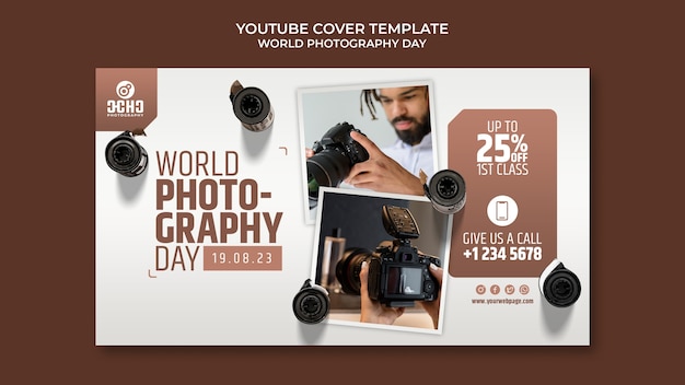 Gratis PSD youtube-cover voor wereldfotografiedag