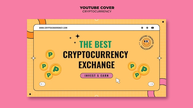 Gratis PSD youtube-omslag voor cryptocurrency-uitwisseling