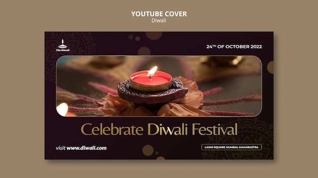 Gratis PSD youtube-omslagsjabloon voor diwali-viering