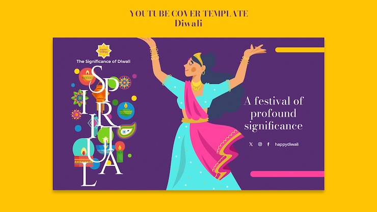 Gratis PSD youtube-omslagsjabloon voor diwali-viering