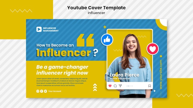 Gratis PSD youtube-omslagsjabloon voor influencer-job