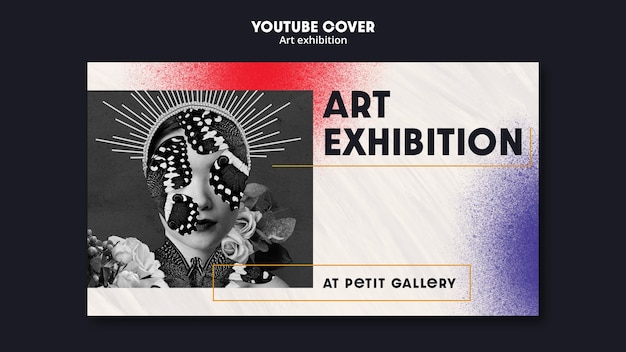 Gratis PSD youtube-omslagsjabloon voor kunstgalerij en tentoonstelling