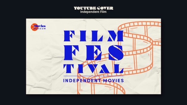 Gratis PSD youtube-omslagsjabloon voor onafhankelijk filmfestival