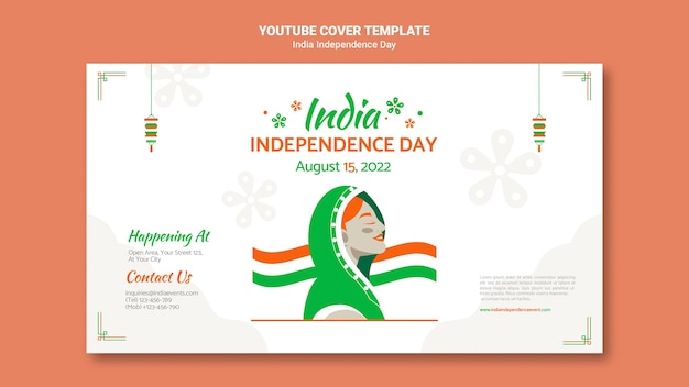 YouTube-omslagsjabloon voor onafhankelijkheidsdag in India