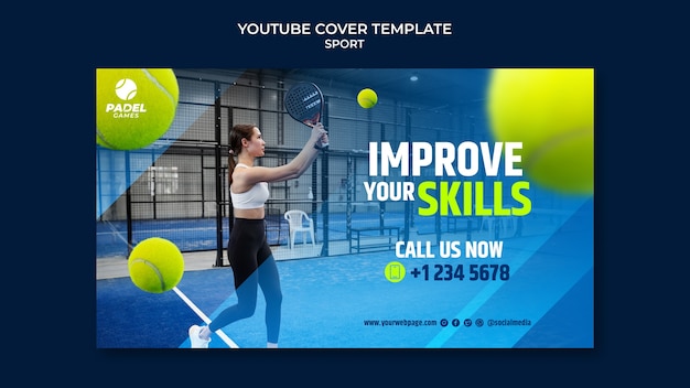 Gratis PSD youtube-omslagsjabloon voor sport en activiteit