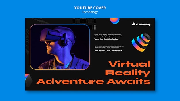 Gratis PSD youtube-omslagsjabloon voor virtual reality-technologie