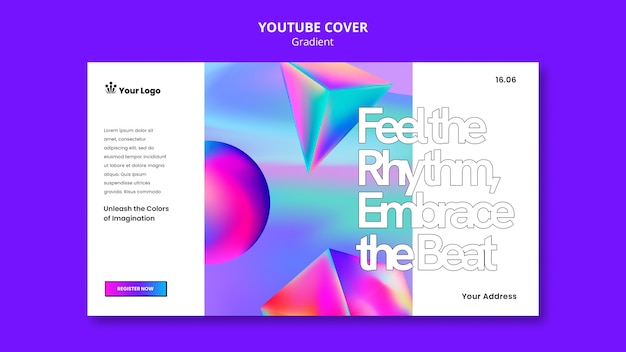 Gratis PSD youtube-voorbladsjabloon in verloopstijl
