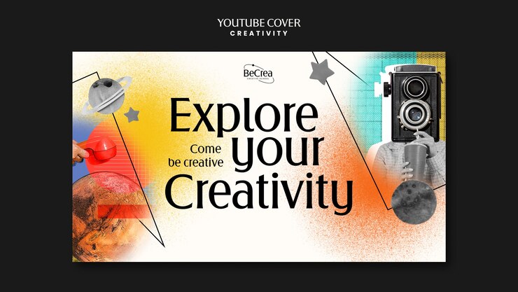 Gratis PSD youtube-voorbladsjabloon voor creativiteit