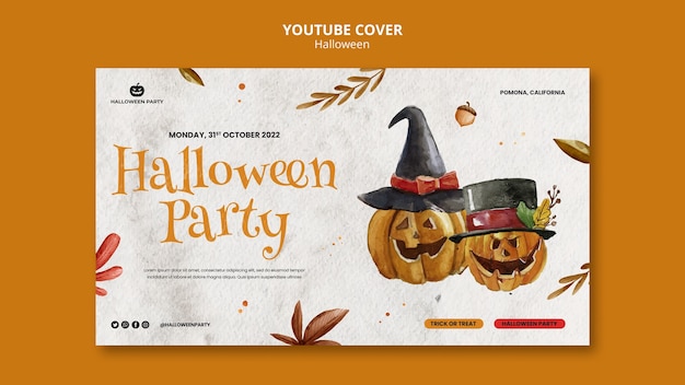 Gratis PSD youtube-voorbladsjabloon voor halloween-viering