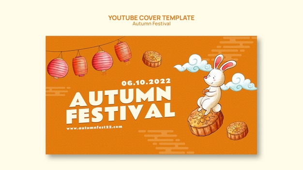 Gratis PSD youtube-voorbladsjabloon voor herfstfestivalviering