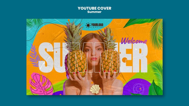 Gratis PSD youtube-voorbladsjabloon voor het zomerseizoen