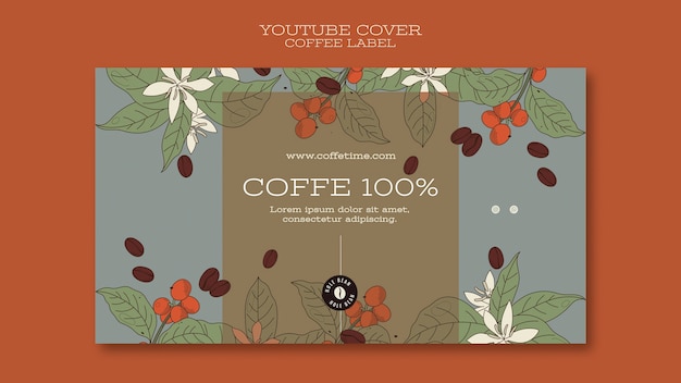 Gratis PSD youtube-voorbladsjabloon voor koffielabel