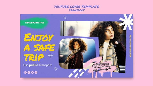 Gratis PSD youtube-voorbladsjabloon voor veilig transport