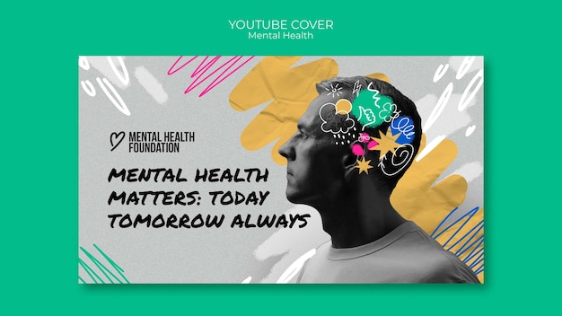 Gratis PSD youtube-voorbladsjabloon voor werelddag voor geestelijke gezondheid