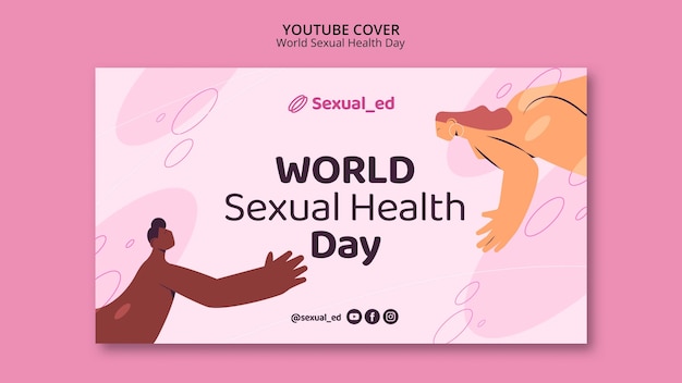 Gratis PSD youtube-voorbladsjabloon voor werelddag voor seksuele gezondheid met naakt stel