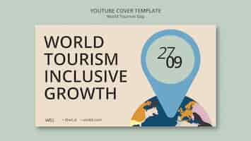 Gratis PSD youtube-voorbladsjabloon voor wereldtoerisme