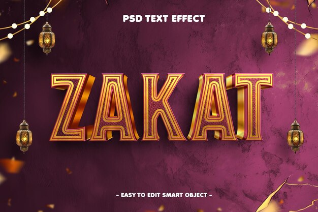 Zakat Ramadan Kareem Efecto de texto editable