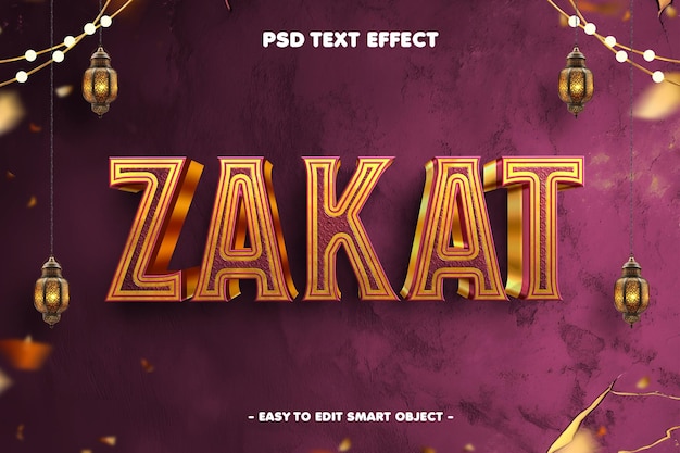 Zakat Ramadan Kareem Efecto de texto editable