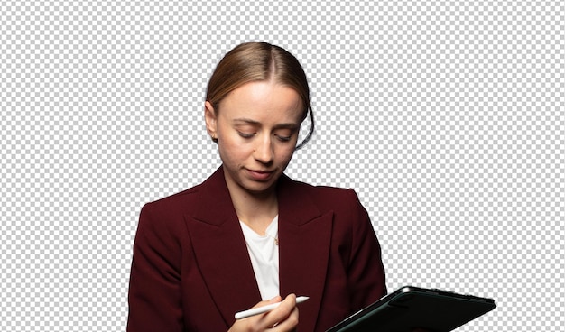 zakenvrouw met een touchscreen
