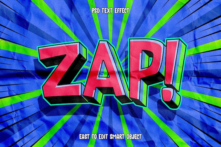 PSD Gratis zap comic style editable text effect