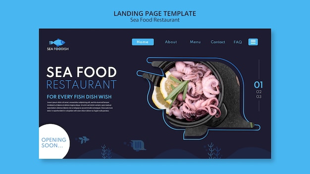 Gratis PSD zee voedsel concept bestemmingspagina sjabloon
