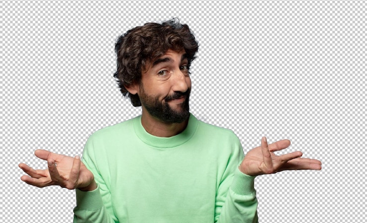 Gratis PSD zich verbijsterd en verward voelen twijfelen aan de weging of het kiezen van verschillende opties