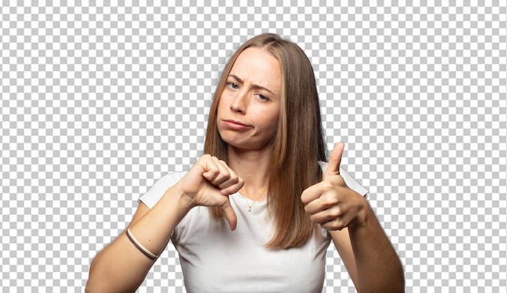Gratis PSD zich verward voelen, geen idee hebben en onzeker zijn, het goed en het slecht afwegen van verschillende opties of keuzes