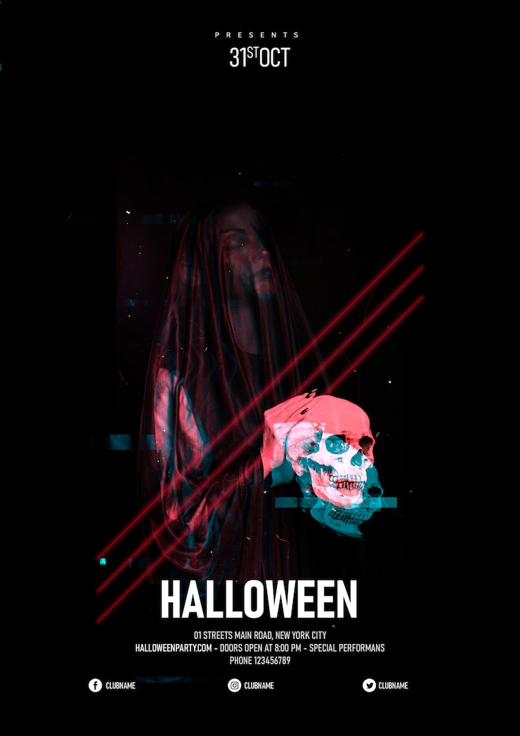 Gratis PSD zijdelings vrouw met schedel en glitch effect
